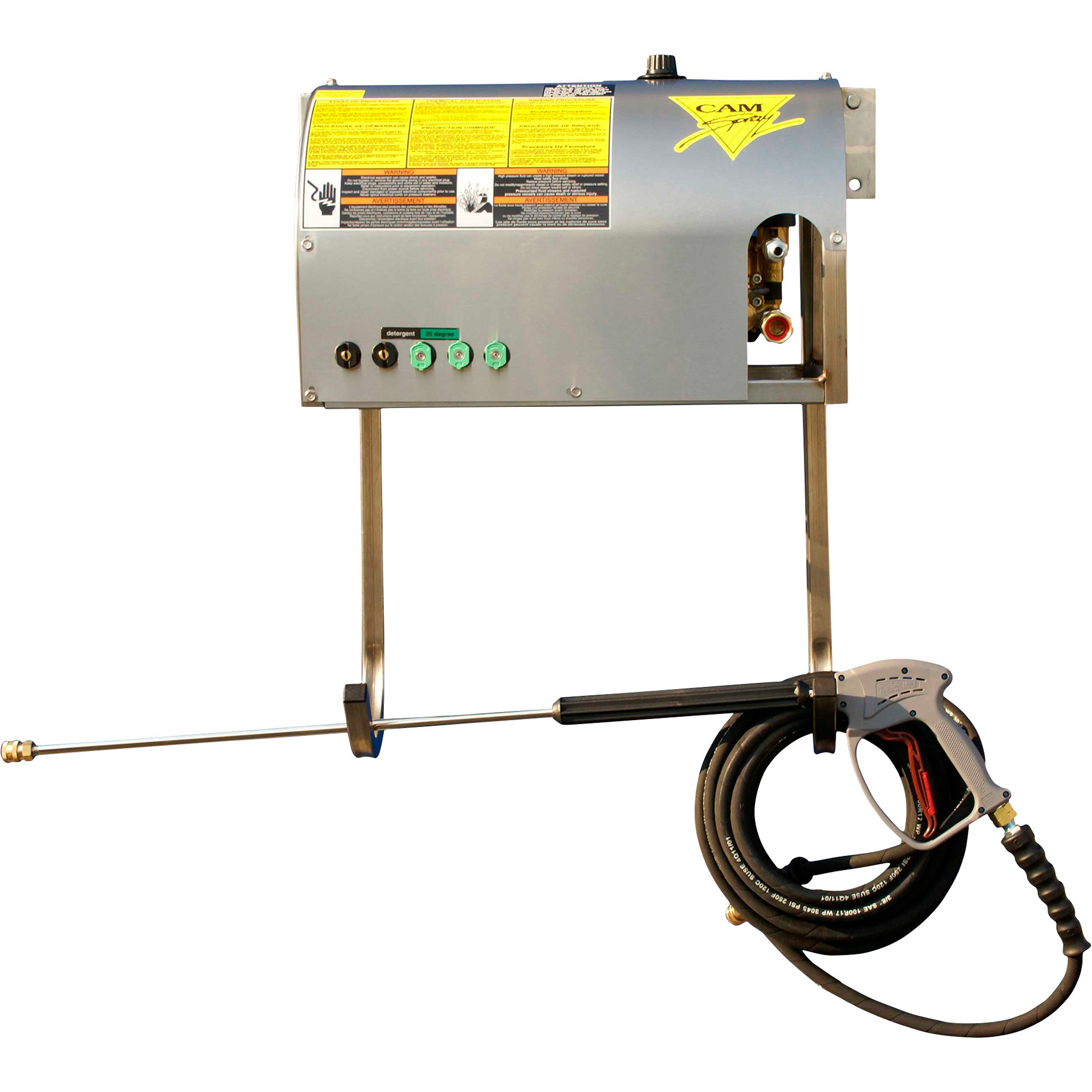 Cam Spray Deluxe Wall-Mount Electric Pressure Washer — 2 GPM, 1000 PSI, Single Phase, Cold Water, Model# 1000WM/SS